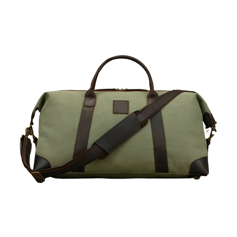 Canvas & Leather Travel Bag for Men Large Shoulder Weekender Bag - VacationGrabs