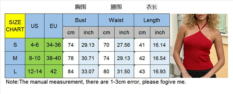 VacationGrabs Women Halter Neck Knit Tank Top with Gold Metal Buckle Slim Fit Sleeveless Crop Top Y2K Summer Casual Party Wear