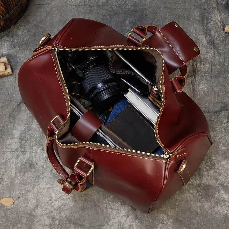 True Leather Weekender Duffle Bag Large Travel Men’s Luggage - VacationGrabs