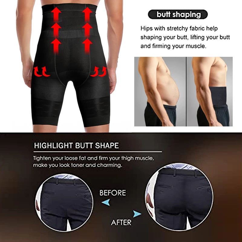 Men's High-Waisted Tummy Control Shaper Boxer Briefs