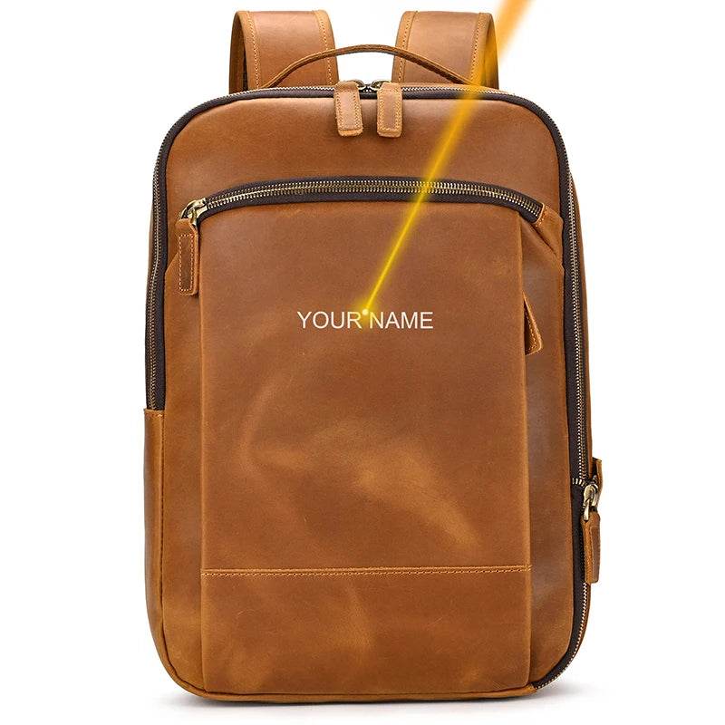 Anti-Theft Handmade Leather Backpack Vintage Travel Bag for Men - VacationGrabs