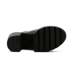 Platform Block High Heels Black Peep Toe Slingbacks - VacationGrabs