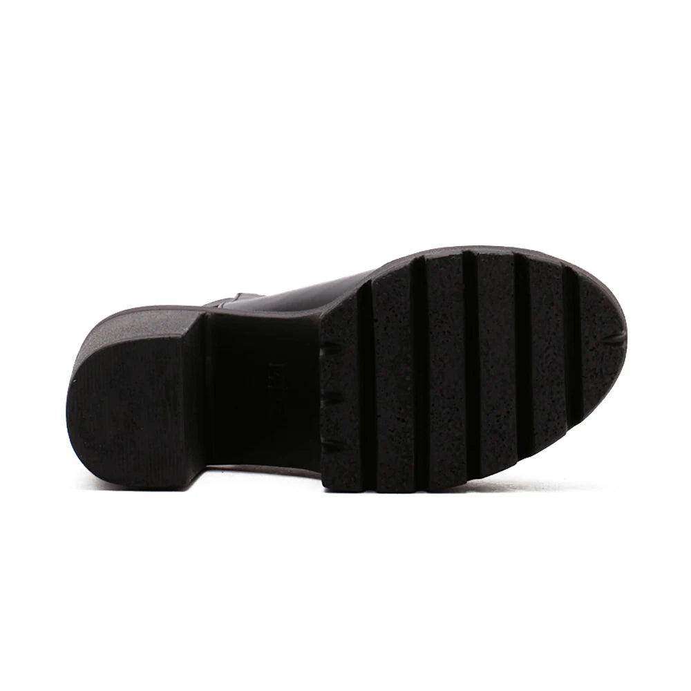 Platform Block High Heels Black Peep Toe Slingbacks - VacationGrabs