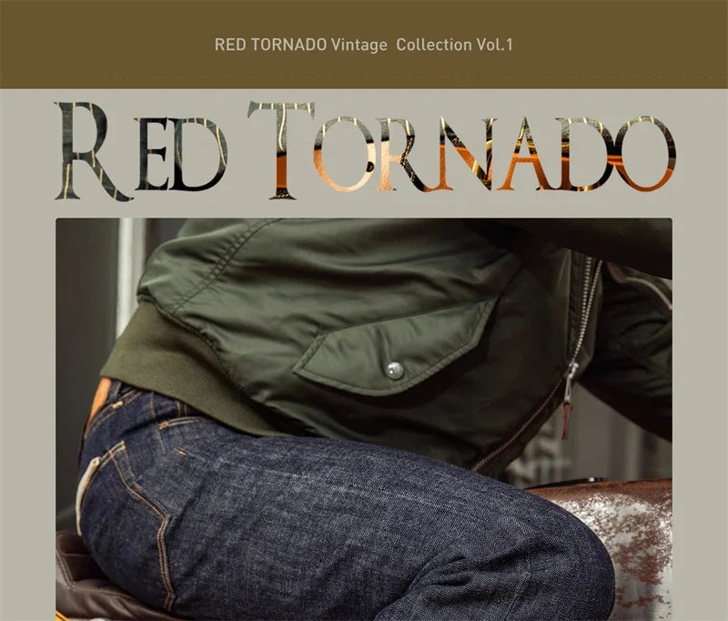 Red Tornado Selvedge Denim Jeans Loose Fit Straight Leg Pants Amekaji