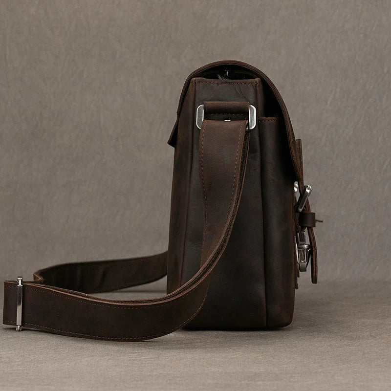 Top Leather Crazy Horse Leather 9.7" Ipad Shoulder Bag