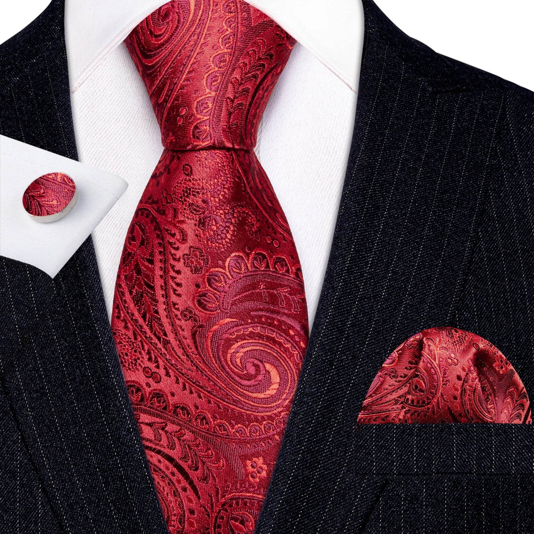 Red Silk Tie Set for Men: Burgundy, Maroon, & More - VacationGrabs