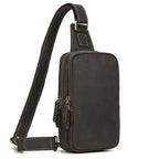Crazy Horse Leather Chest Sling Bag | Retro Crossbody Pack