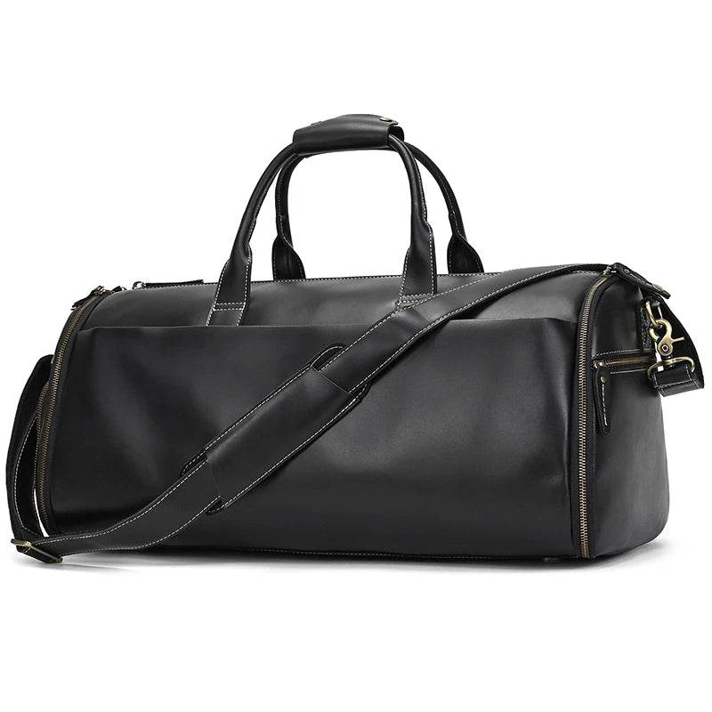 Fashion Leather Duffel Bag – Folding Bag for Suits and Travel - VacationGrabs