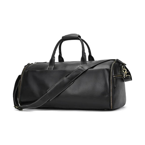Men's Leather Business Trip Travel Duffle Opens to a Garment Bag - VacationGrabs