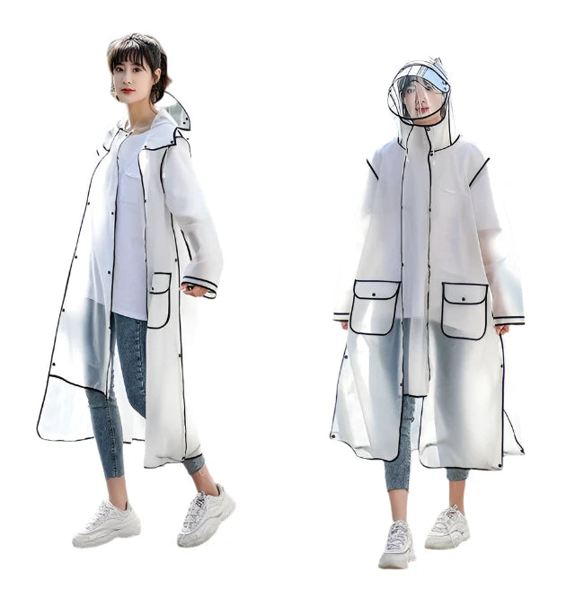 Travel EssentialsAdult Hooded Raincoat Outdoor Rainwear Transparent - VacationGrabs