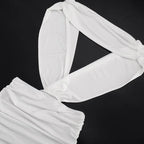 VacationGrabs Women Bodycon Mini Dress Deep V Neck Backless Ruched Sleeveless Satin Dresses Evening Party Club Night Out Holiday Wear