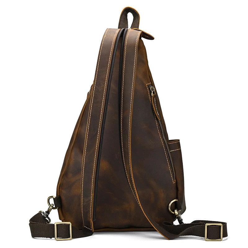 High Quality Leather Sling bag Genuine Leather Chest Bag Crossbody Bag Men's Leather Chest Pack Single Shoulder Backpack