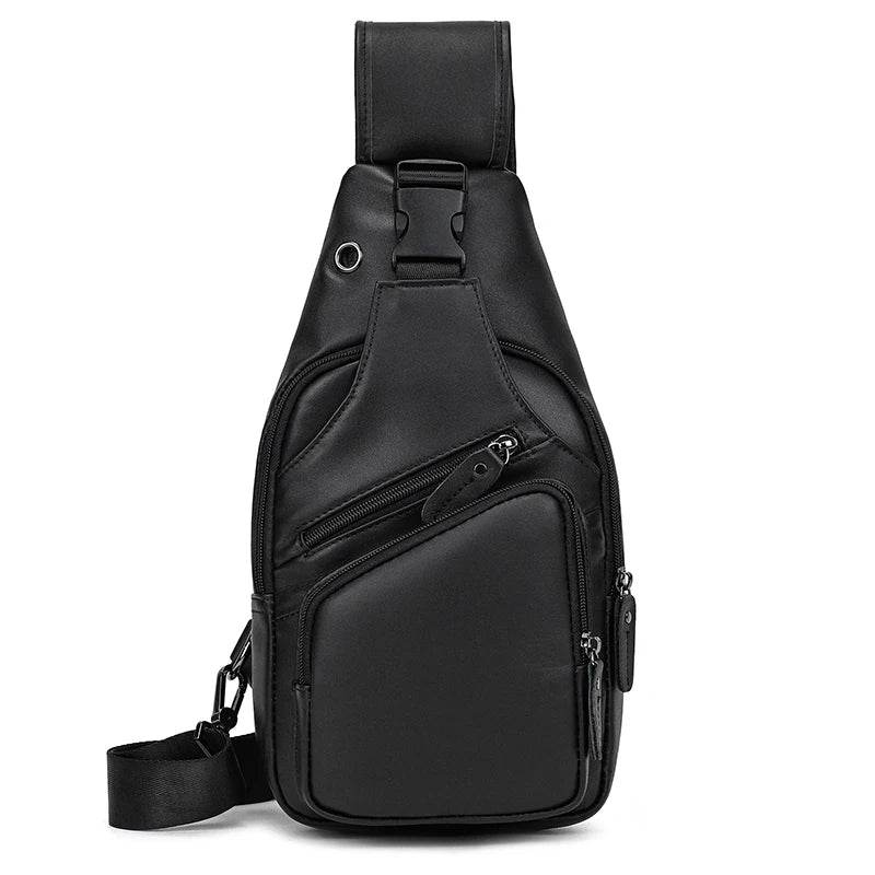 Large Capacity Leather Chest Bag Crossbody Sling Bag for Men - VacationGrabs