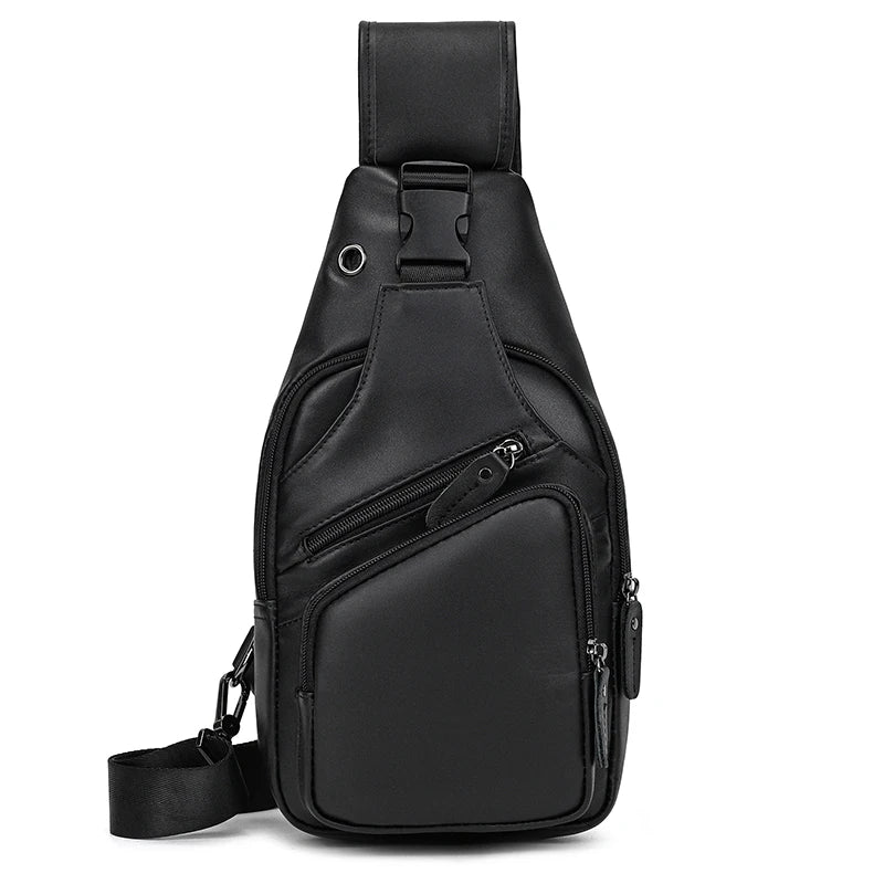 Summer Outdoor Leather Men Single Shoulder Sling Bag Chest Bag For Men Male Backpack Bag Chest Pack