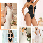 Backless Deep-V Shapewear Corset Bodysuit, Thong Back