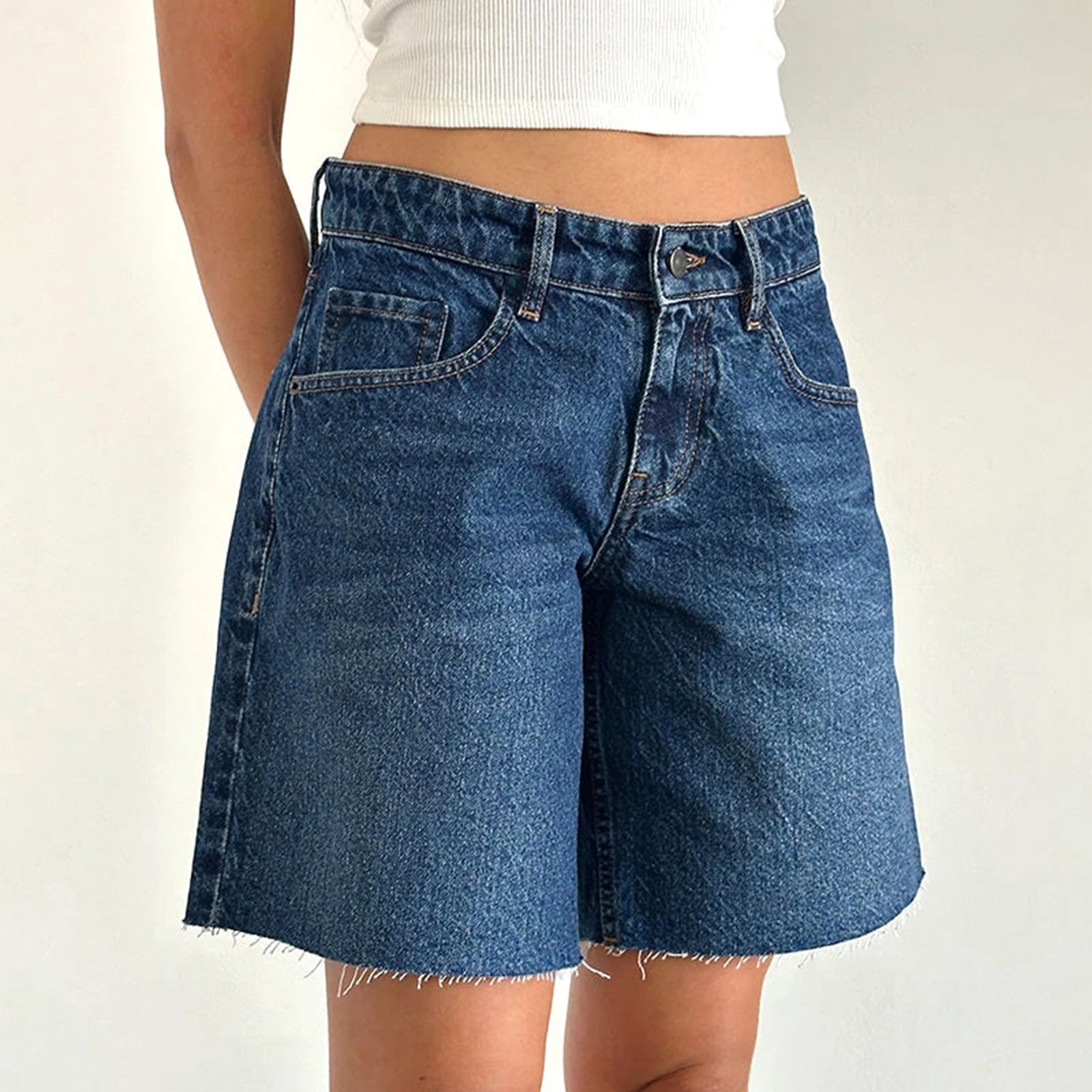 Women Y2k Carpenter Denim Shorts Casual Vintage Cow Girl Baggy High Rise Wide Leg Jean Jorts Prewashed Bermuda Short