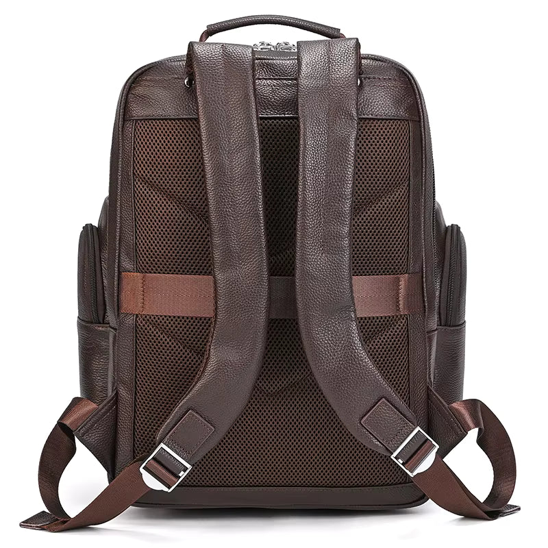 Mochilas de piel de doble capa de gran capacidad para hombre