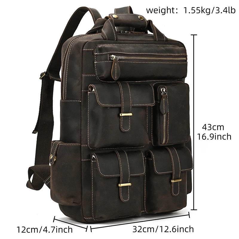 High Capacity Leather Backpack Luxury Design Men’s Travel Bag - VacationGrabs