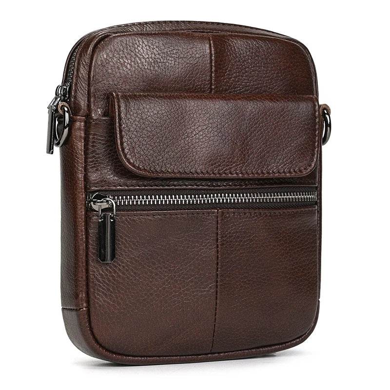 Casual Men's Small Leather Shoulder Crossbody Messenger Bag - VacationGrabs