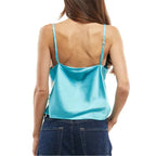 Women's Satin Halter Top | Lace Trim Cami Crop Top