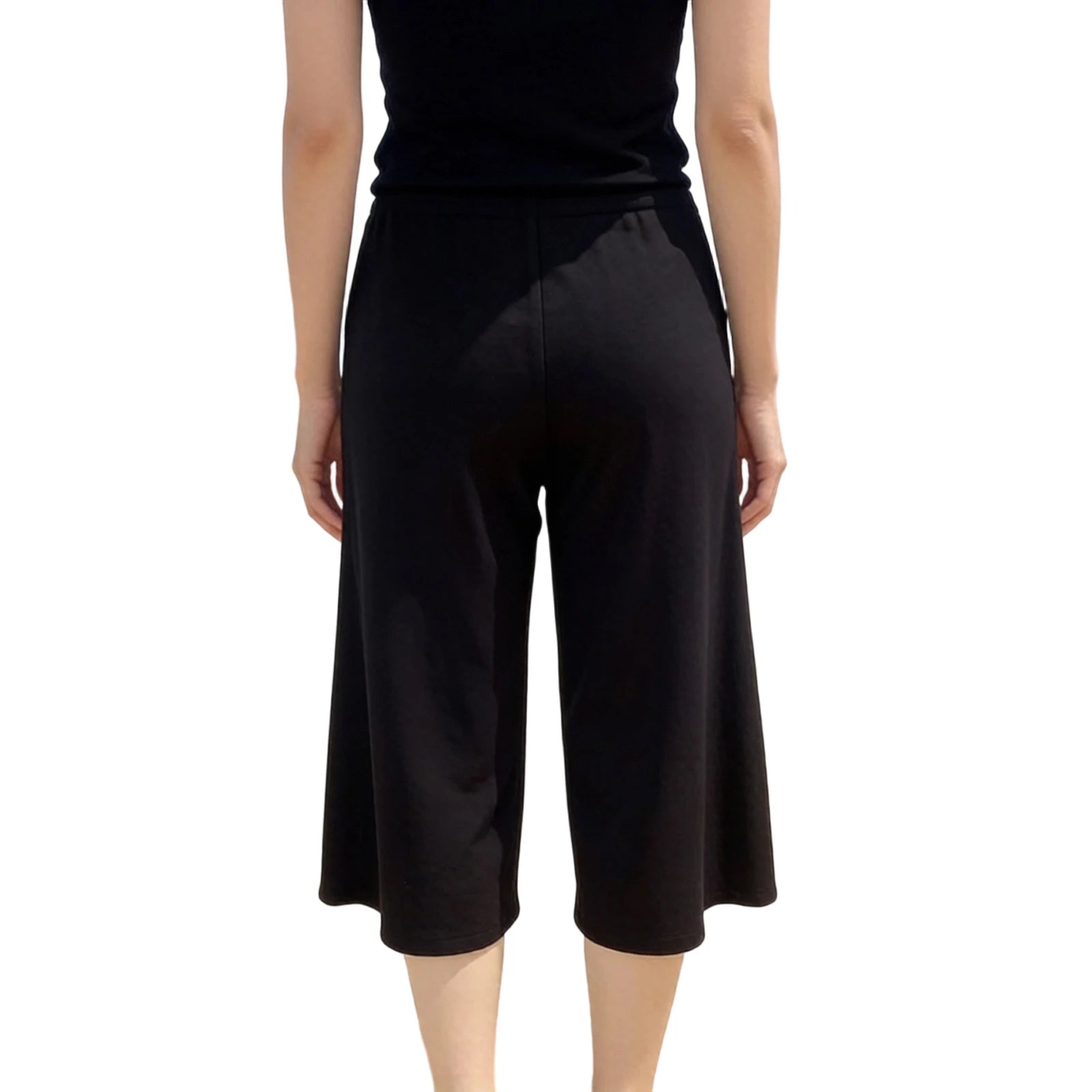 Women Metal Ring Twist Wrap Waist Capri Pants Low Rise Ruched Flared Cropped Wide Leg Trousers Stretch Summer Casual Bottoms