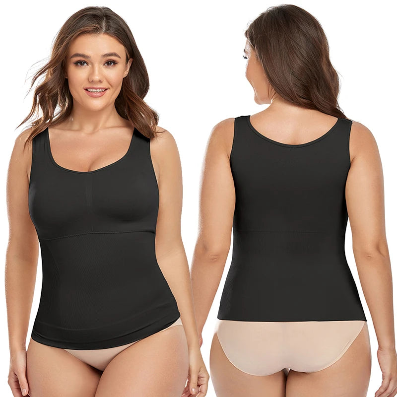 Women's Seamless Tummy Control Camisole with Built-In Bra