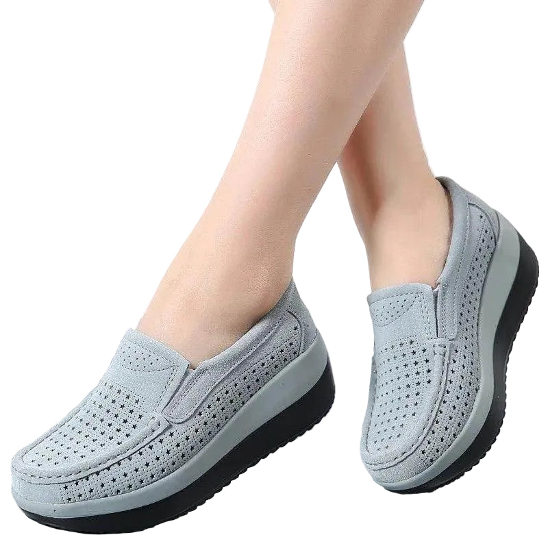 Platform Flat Loafers Suede Leather Moccasins - VacationGrabs