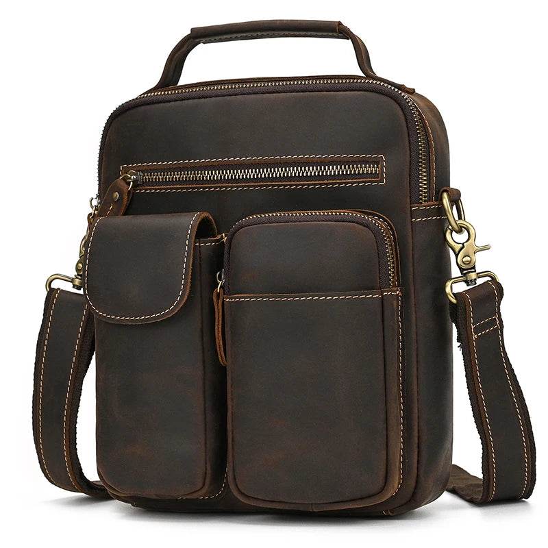 Retro Fashion Men’s Leather Handbag Genuine Shoulder Sling Bag - VacationGrabs