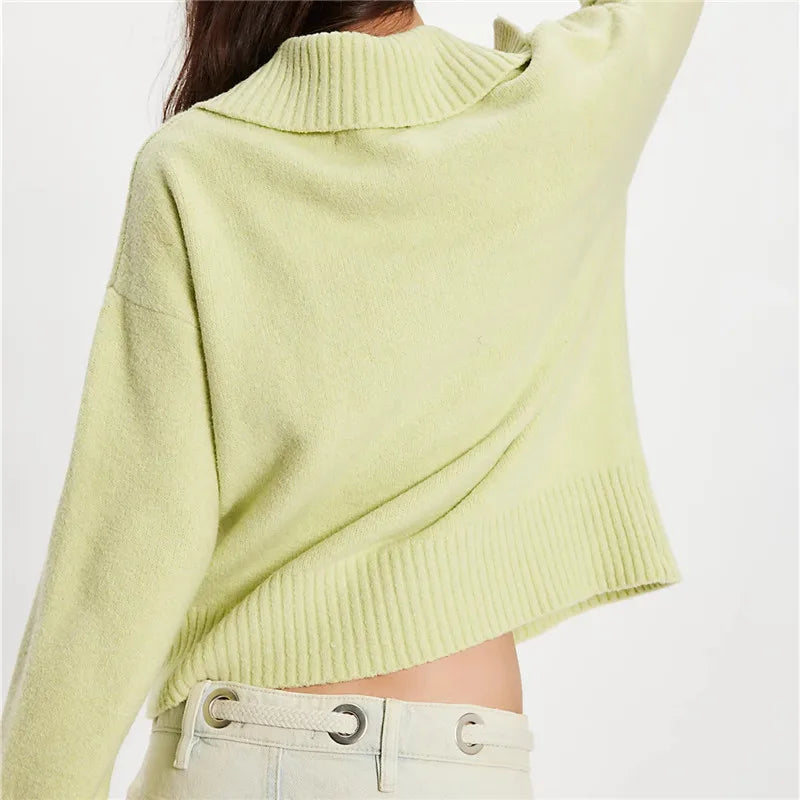 VacationGrabs Boho Women Sweater Long Sleeve Oversized Button Collared Pullover Lapel V Neck Knitted Jumper Tops Winter Fall Knitwear