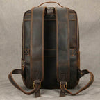 Vintage Travel Backpack Crazy Horse Leather Double Zipper Bag - VacationGrabs