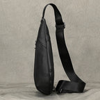 Men's Genuine Leather Chest Sling Bag – Coffee Brown