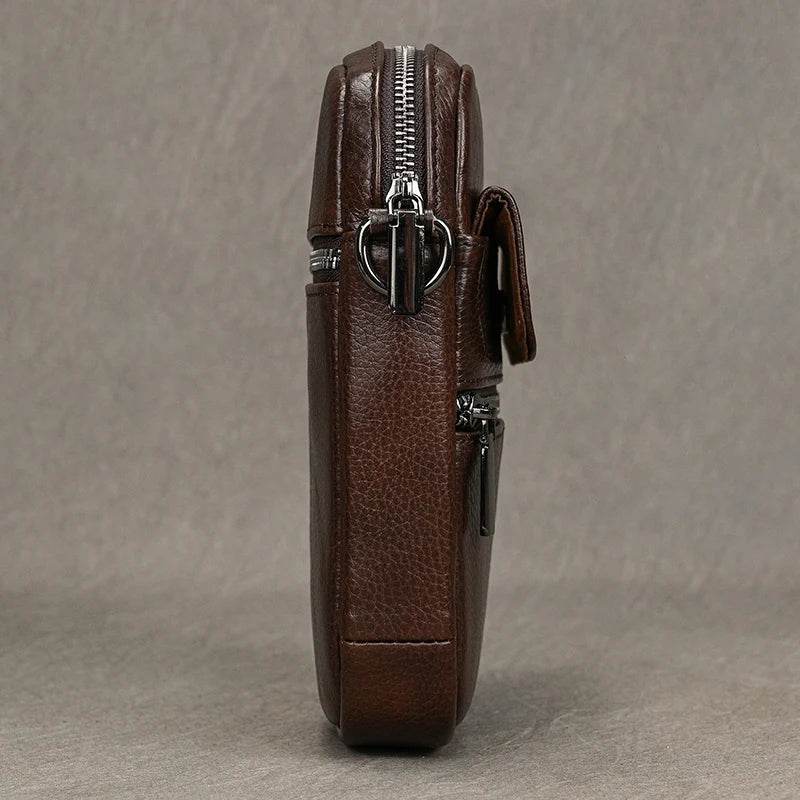 Casual Cowhide Men’s Crossbody Small Shoulder Bag for Phones - VacationGrabs
