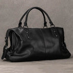 Soft Cowskin Leather Duffle Bag for Men & Women Weekend Travel - VacationGrabs