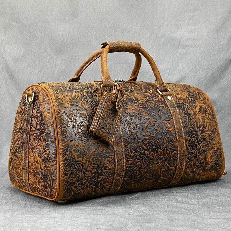 Vintage Leather Travel Bag for Men Large Capacity Hand Luggage - VacationGrabs