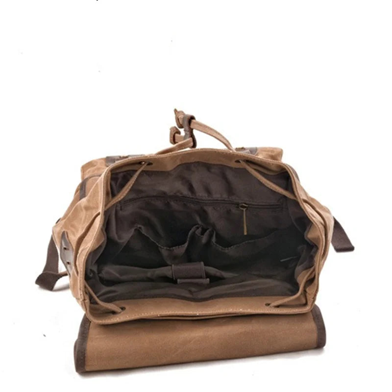 Nesitu A4 Vintage Green Black Khaki Grey 14 15.6'' Laptop Genuine Leather Waxed Canvas Men Women Backpack Travel Bag M5105
