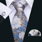 Floral Jacquard Silk Tie Set for Men - VacationGrabs
