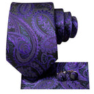 Purple Paisley Silk Tie Set for Men - VacationGrabs