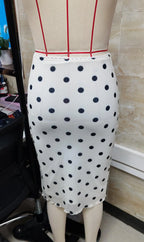 VacationGrabs Womens Casual Midi Skirt Elegant Polka Dot Print Bodycon Pencil Skirt for Party Workout Daily Wear Summer Y2K Streetwear
