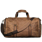 Vintage Genuine Leather Travel Bag Crazy Horse Weekend Luggage - VacationGrabs