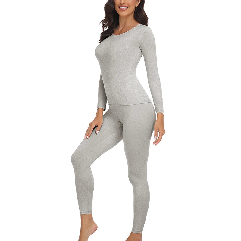 Women's Fleece Lined Thermal Underwear Set, 2-Piece Base Layer