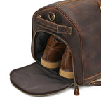 Men's Genuine Leather Travel Bag – Luggage with Shoe Compartment - VacationGrabs