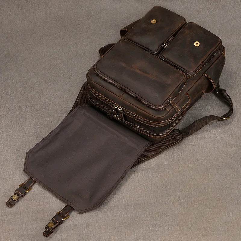 Fashion Crocodile Leather Men’s Backpack Casual Travel Bag - VacationGrabs
