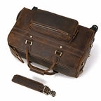 Rolling Genuine leather hand luggage travel bag with wheels