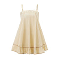 Women Slip Mini Dress Spaghetti Straps Backless Pleated A-line Dress Summer Loose Fit Mini Dress Y2K Cottage Streetwear