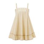 Women Slip Mini Dress Spaghetti Straps Backless Pleated A-line Dress Summer Loose Fit Mini Dress Y2K Cottage Streetwear