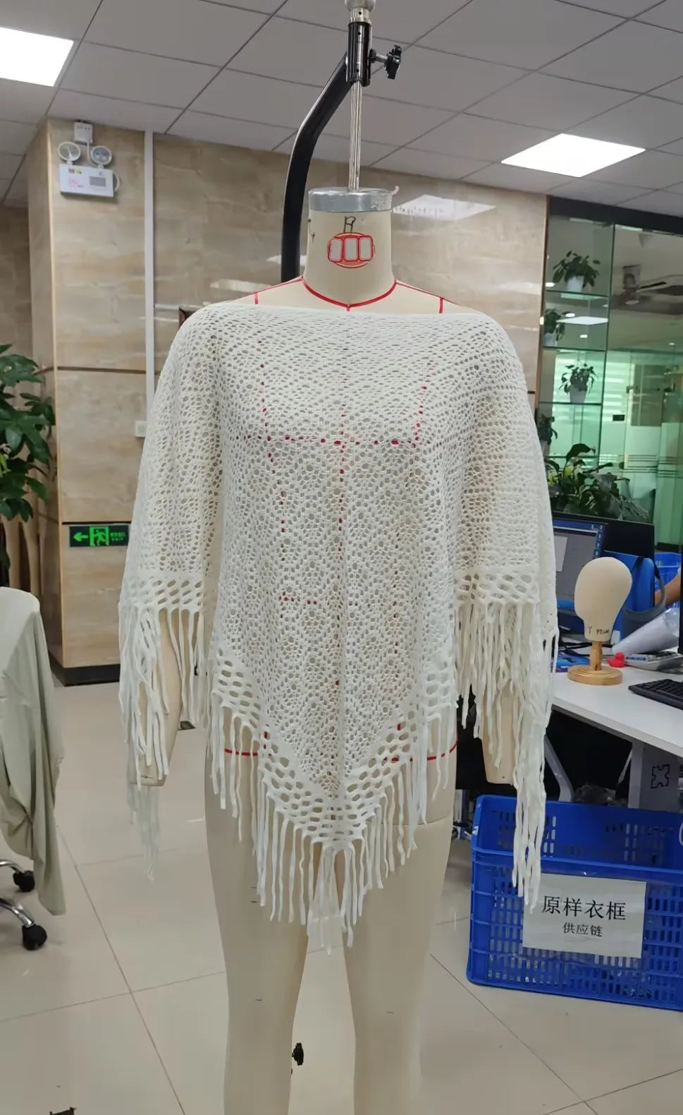 VacationGrabs Hollow Crochet Fringe Tassel Beach Cover Up Knit Triangle Shawl Bikini Outerwear Summer Casual Top