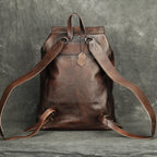USB Charging Leather Backpack for Men 15.6" Laptop