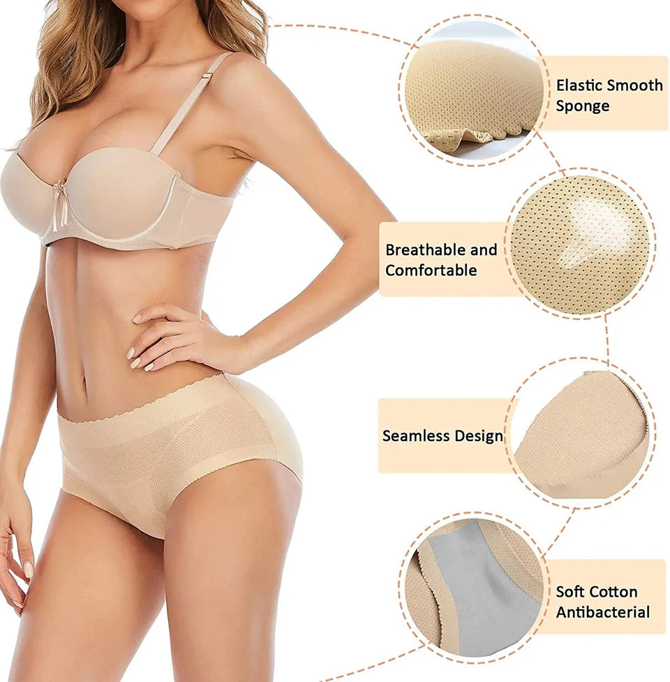 Padded Butt Lifter Shapewear Panties, High Waist Control