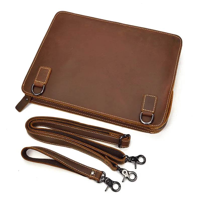 Leather Clutch Bag iPad Tablet Cover Bag with Shoulder Strap - VacationGrabs