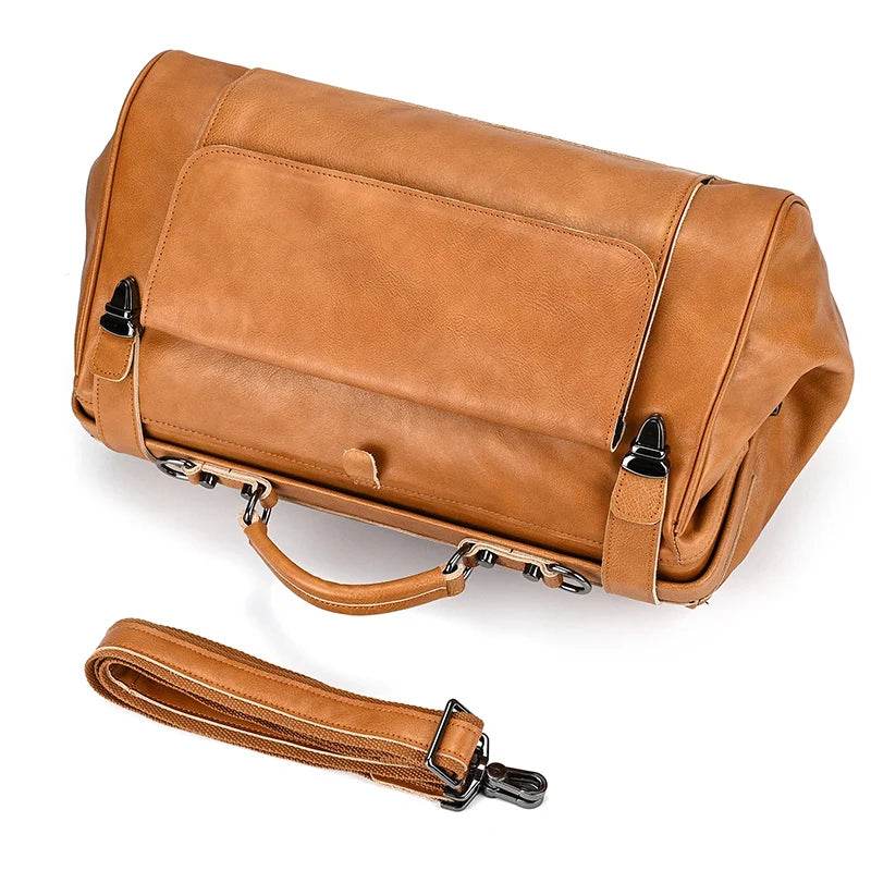 Fashionable Men’s Tote Weekender Bag Leather Travel Luggage - VacationGrabs